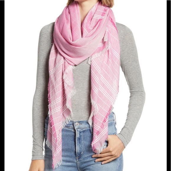 Treasure & Bond NEW Pink Plaid Scarf Shawl Wrap Large Nordstrom All Season Tags - Picture 2 of 10